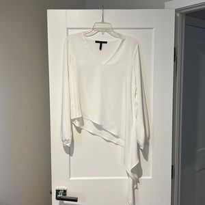 BCBG Maxazria white long sleeve asymmetrical top size small